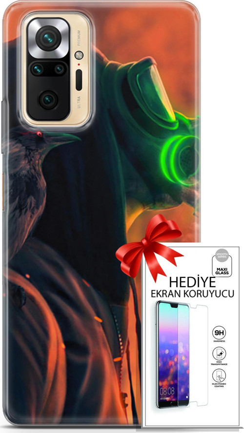 Xiaomi Redmi Note 10S Kılıf Orijinal Seri Algorand 01 Gaz Maskeli Telefon Kılıfı + Ekran Koruyucu