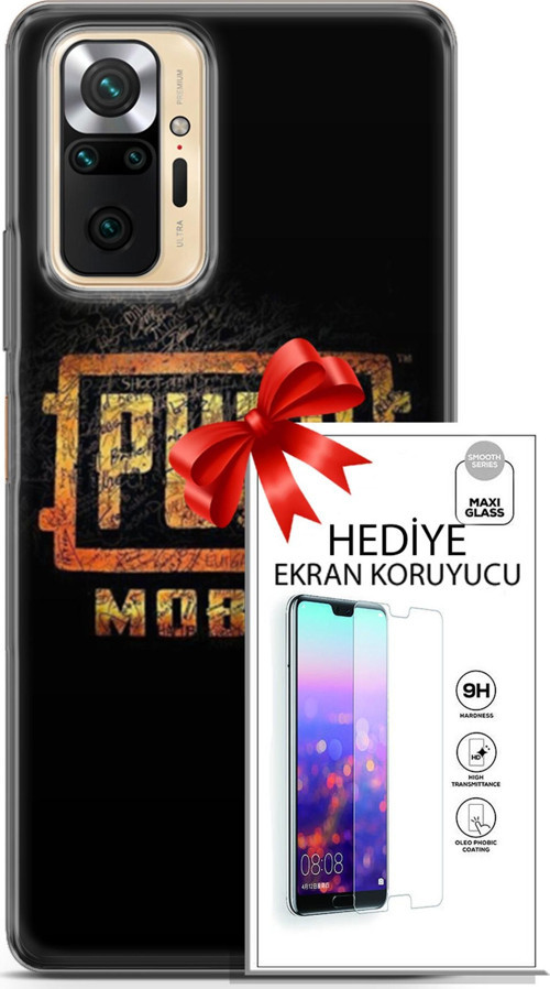 Xiaomi Redmi Note 10S Kılıf Orijinal Seri Pubg 14 Logo Cover Kılıf + Ön Ekran Koruyucu