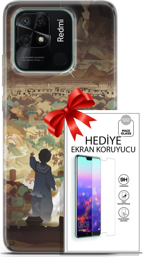 Xiaomi Redmi 10C Kılıf Orijinal Seri Cardano 26 Kanatlı At Soft Kapak + Ekran Koruyucu