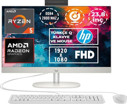 ProOne 245 G10 Ryzen 5 7520U 16GB 512GB SSD 23.8" FHD Freedos All In One Pc A1JY9ES