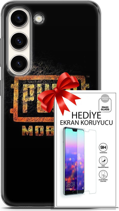 Samsung Galaxy S23 Kılıf Orijinal Seri Pubg 14 Logo Cover Kılıf + Ön Ekran Koruyucu
