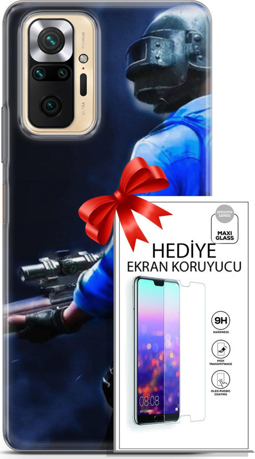 Xiaomi Redmi Note 10S Kılıf Orijinal Seri Pubg 12 Mavi Gömlekli Tasarım Kılıf + Ekran Koruyucu