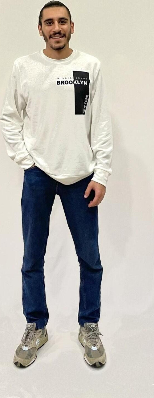 Süperlife Erkek Bisiklet Yaka Rahat Kalıp 3 iplik Kalın W.Brooklyn Baskılı Sweatshirt SPR24SW31
