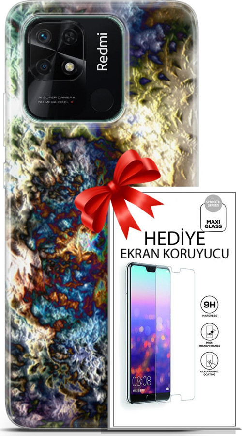Xiaomi Redmi 10C Kılıf Orijinal Seri Nature 13 Volkanik Case Kapak Ekran Koruyucu