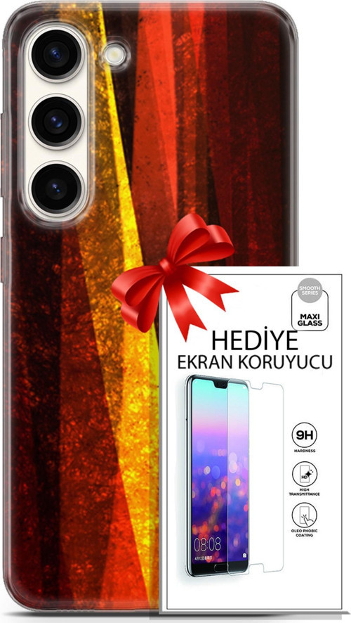 Samsung Galaxy S23 Kılıf Orijinal Seri Nature 17 Sarı Katman Yumuşak Kılıf + Ekran Koruyucu