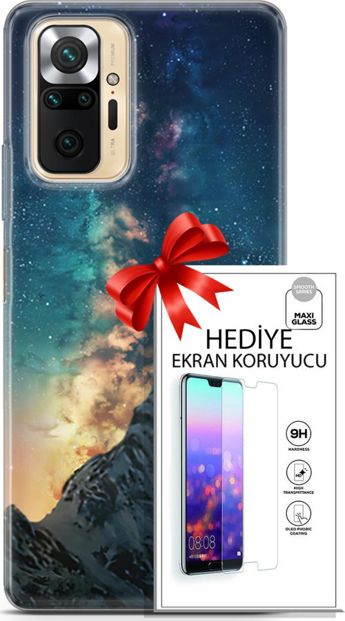 Xiaomi Redmi Note 10S Kılıf Orijinal Seri Fantasy 19 Mavi Gece Tam Koruma Kılıf + Ekran Koruyucu