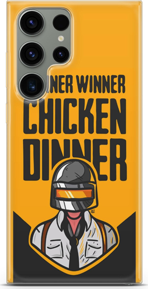 Samsung Galaxy S23 Ultra Kılıf Orijinal Seri Typo 17 Winner Chicken Dinner Yumuşak Kılıf