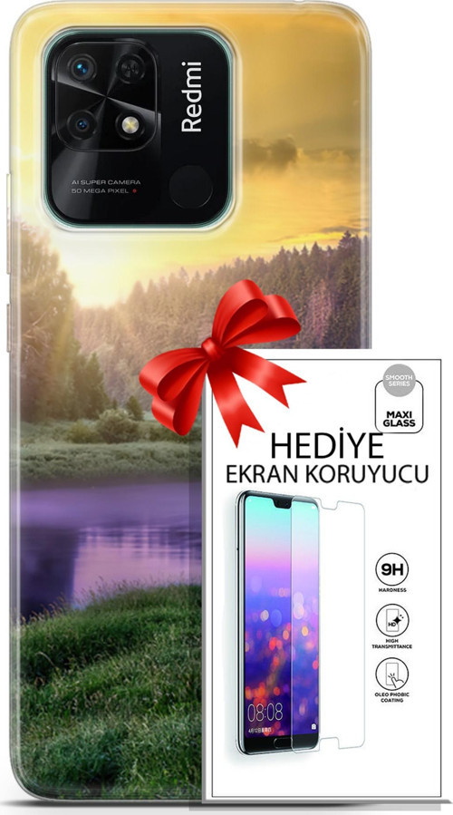 Xiaomi Redmi 10C Kılıf Orijinal Seri Fantasy 05 Nehir Koruma Kılıfı + Ekran Koruyucu