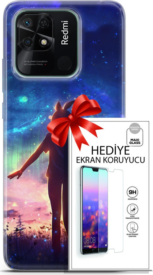 Xiaomi Redmi 10C Kılıf Orijinal Seri Fantasy 26 Tavşan Kulaklı Soft Kapak + Ekran Koruyucu