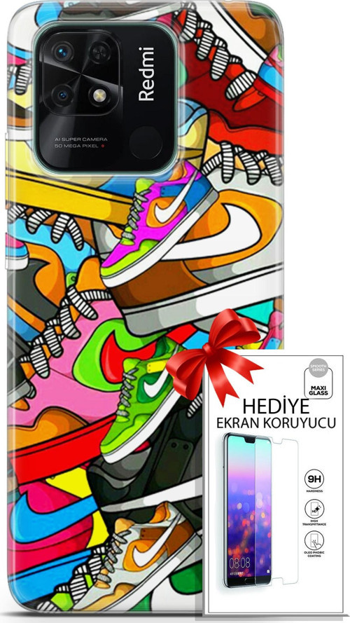 Xiaomi Redmi 10C Kılıf Orijinal Seri Bounce 25 Jess Dawson Soyulmayan Kılıf + Ekran Koruyucu Full Koruma