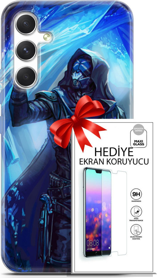 Samsung Galaxy A54 5G Kılıf Orijinal Seri Pubg 13 Maskeli Case Kapak Ekran Koruyucu