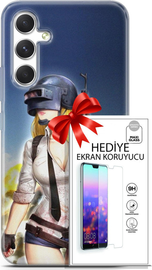 Samsung Galaxy A54 5G Kılıf Orijinal Seri Pubg 27 Anna Lazer Kesim Silikon Ekran Koruyucu