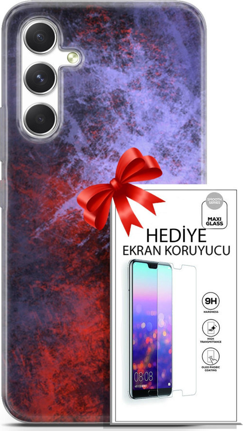 Samsung Galaxy A54 5G Kılıf Orijinal Seri Nature 18 Karışık Parlak Kılıf + Ekran Koruyucu Full Koruma