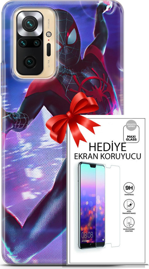 Xiaomi Redmi Note 10S Kılıf Orijinal Seri Dc 24 Örümcek Adam Darbe Emici Kılıf + Ekran Koruyucu