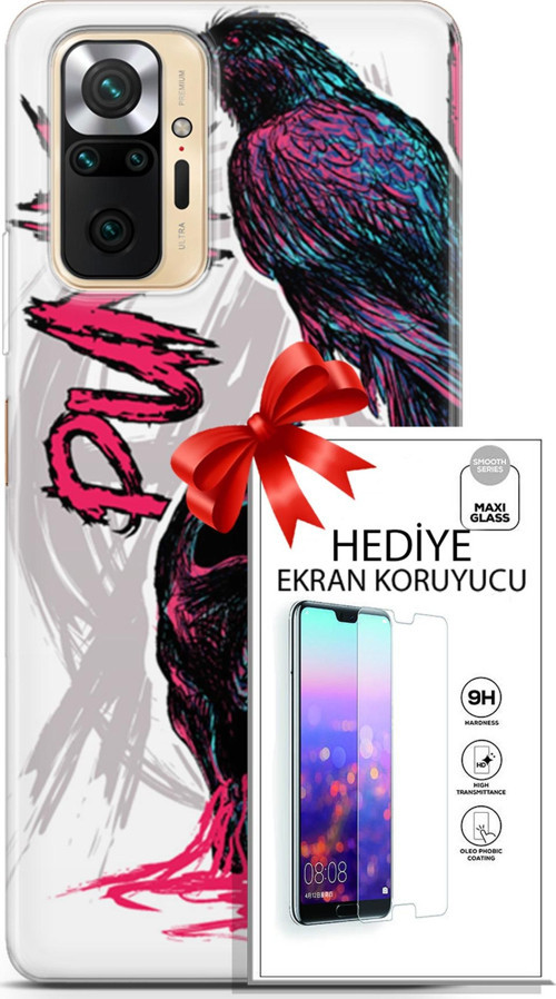 Xiaomi Redmi Note 10S Kılıf Orijinal Seri Punky 03 Karga İskelet Arka Kapak + Ekran Koruyucu