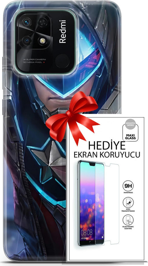 Xiaomi Redmi 10C Kılıf Orijinal Seri Dc 22 Kaptan Amerika Kap + Ekran Koruyucu