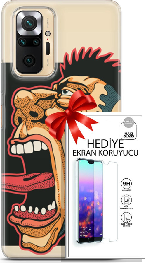 Xiaomi Redmi Note 10S Kılıf Orijinal Seri Punky 11 Maymun 4K Baskılı Kılıf + Ekran Koruyucu Full Koruma