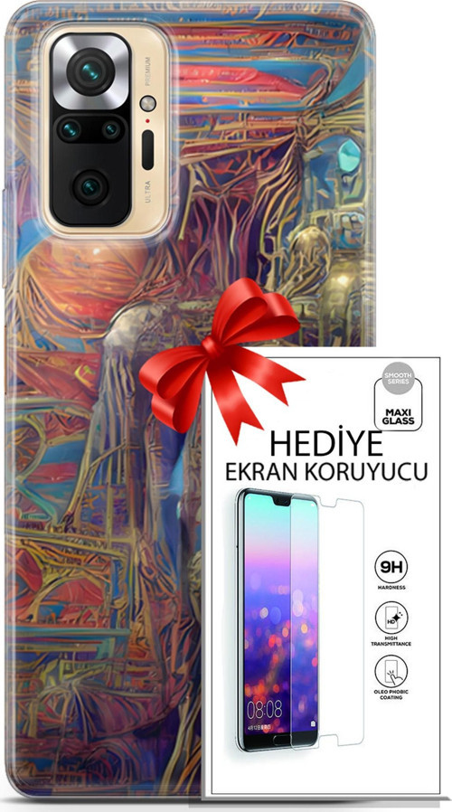 Xiaomi Redmi Note 10S Kılıf Orijinal Seri Cyberpunk 18 Parapsikoloji Parlak Kılıf + Ekran Koruyucu F