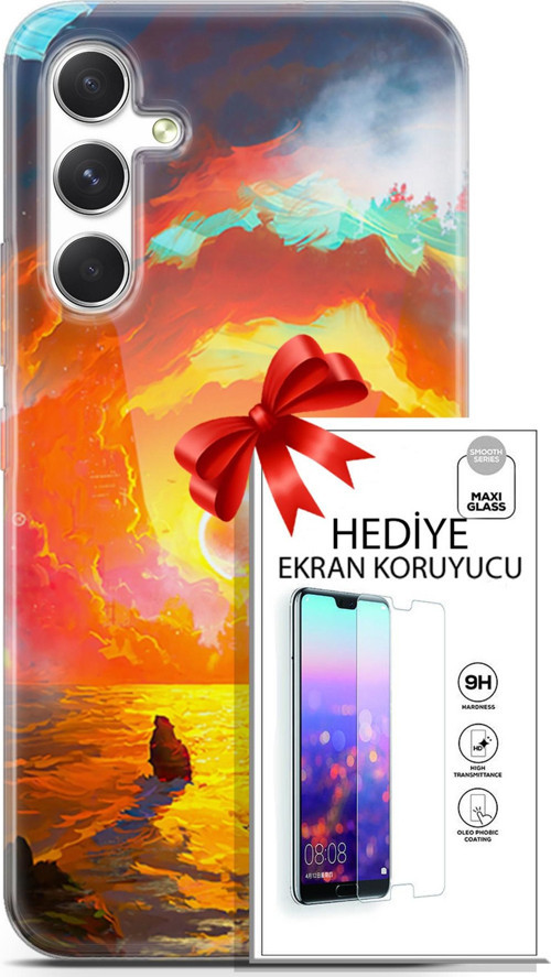Samsung Galaxy A54 5G Kılıf Orijinal Seri Neo 21 Tabancalı Darbe Önleyici Kapak + Ön Ekran Koruyucu