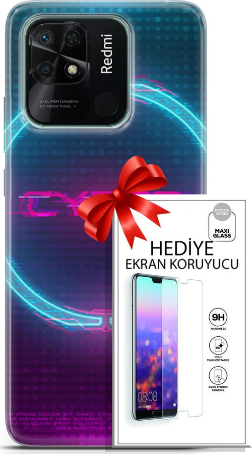 Xiaomi Redmi 10C Kılıf Orijinal Seri Cyberpunk 09 Cyber Logo Uv Kılıf Ve Ekran Koruyucu