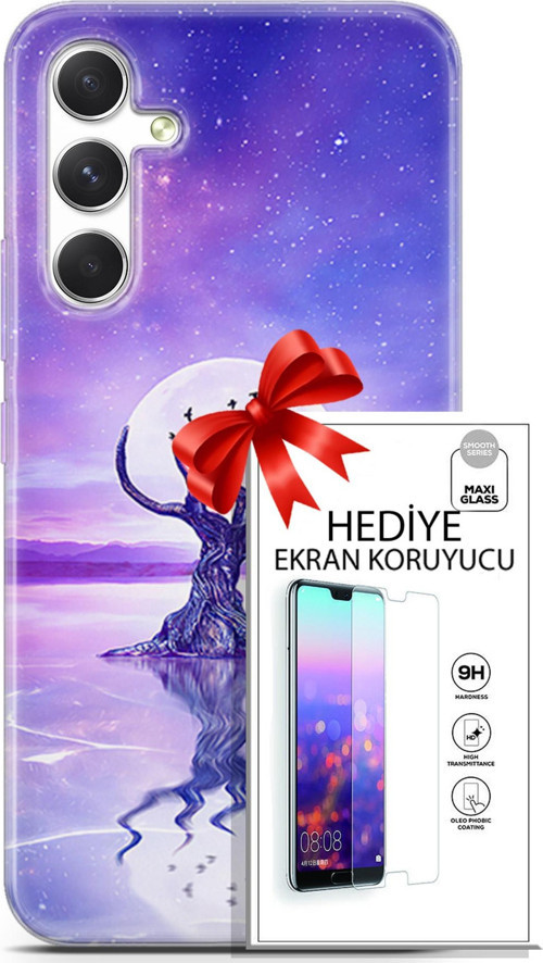 Samsung Galaxy A54 5G Kılıf Orijinal Seri Neo 30 Carnage Kenarları Şeffaf Kapak Ve Ekran Koruyucu