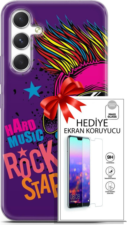 Samsung Galaxy A54 5G Kılıf Orijinal Seri Punky 16 Rockstar Hediyelik Kılıf Ve Ekran Koruyucu