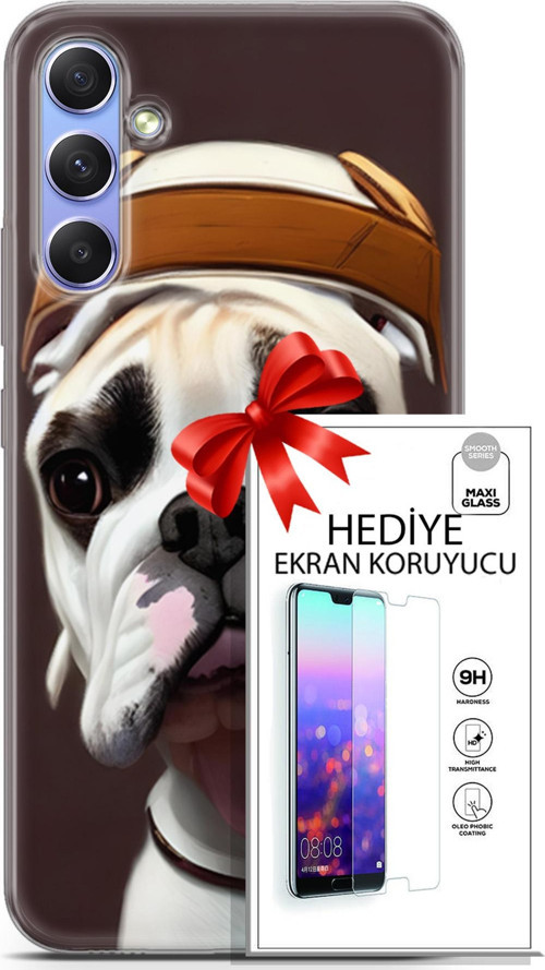 Samsung Galaxy A34 5G Kılıf Orijinal Seri Dogs 26 Mastiff Soft Kapak + Ekran Koruyucu