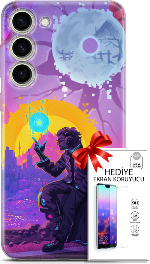 Samsung Galaxy S23 Plus Kılıf Orijinal Seri Cardano 25 Araba Soyulmayan Kılıf + Ekran Koruyucu Full