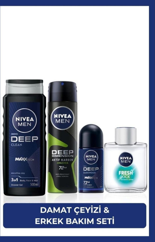 Men Erkek Çeyiz Bohçası, Duş Jeli 500ml, Tıraş Sonrası Losyon, Sprey Deodorant, Roll-on, Ter Karşıtı
