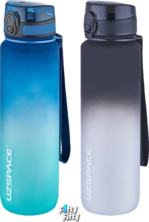 2'li Tritan Matara Seti 1000ml BÜYÜK BOY Çift Renk Softtouch FF Collection Tritan Su Matarası