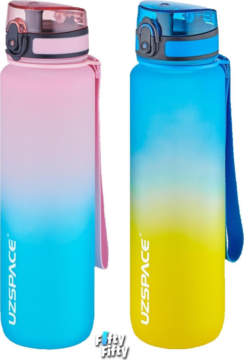 2'li Tritan Matara Seti 1000ml BÜYÜK BOY Çift Renk Softtouch FF Collection Tritan Su Matarası