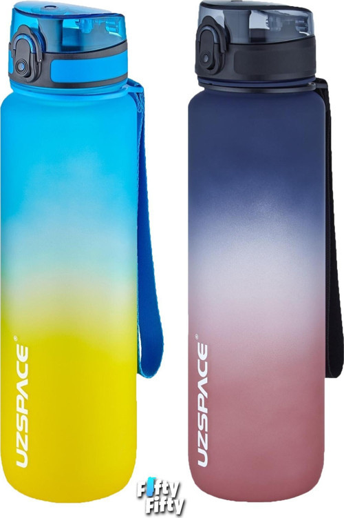2'li Tritan Matara Seti 1000ml BÜYÜK BOY Çift Renk Softtouch FF Collection Tritan Su Matarası