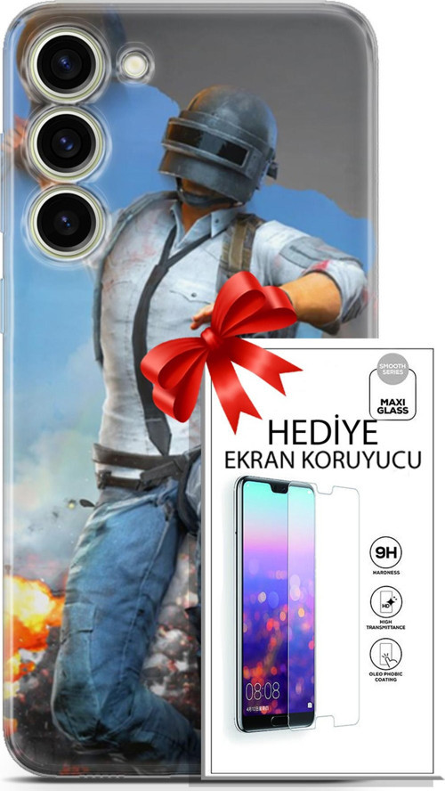 Samsung Galaxy S23 Plus Kılıf Orijinal Seri Pubg 01 Action Figur Telefon Kılıfı + Ekran Koruyucu