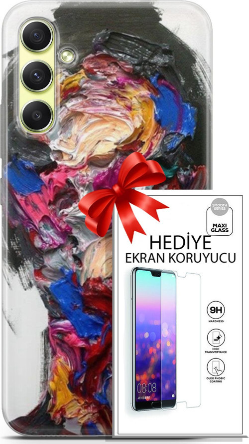 Samsung Galaxy A34 5G Kılıf Orijinal Seri Soul 02 Sanatsal Kapak Ve Ekran Koruyucu