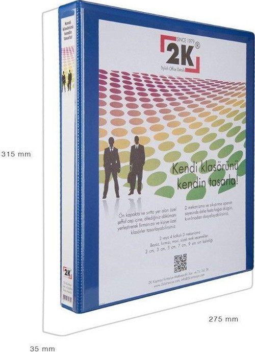Evrak Sunum Tanıtım Firma Klasörü A4 Pvc 3 cm 2 Halkalı 250 Yaprak Kapasiteli Ring Binder File 27,5x32 cm