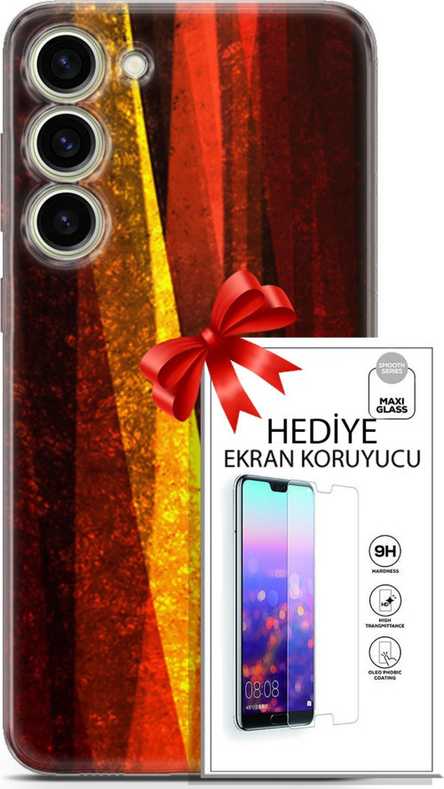 Samsung Galaxy S23 Plus Kılıf Orijinal Seri Nature 17 Sarı Katman Yumuşak Kılıf + Ekran Koruyucu