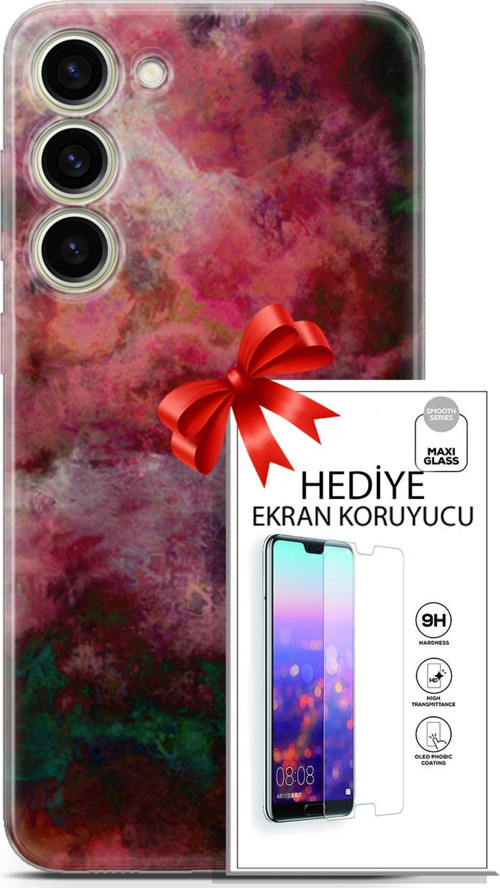 Samsung Galaxy S23 Plus Kılıf Orijinal Seri Nature 28 Bordo İz Bırakmayan Kılıf + Ön Ekran Koruyucu