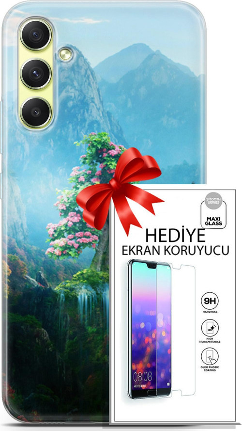 Samsung Galaxy A34 5G Kılıf Orijinal Seri Neo 29 Red Hood Leke Tutmaz Kapak + Ekran Koruyucu