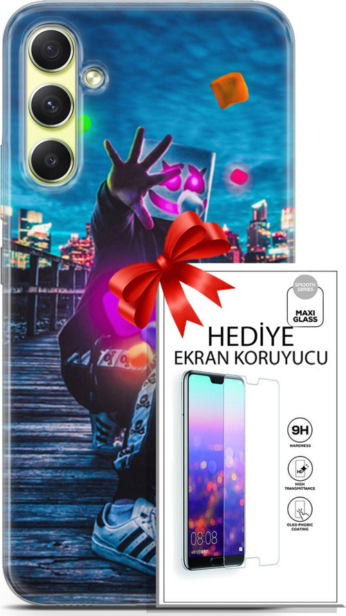 Samsung Galaxy A34 5G Kılıf Orijinal Seri Neo 28 Örümcek Kız İz Bırakmayan Kılıf + Ön Ekran Koruyucu