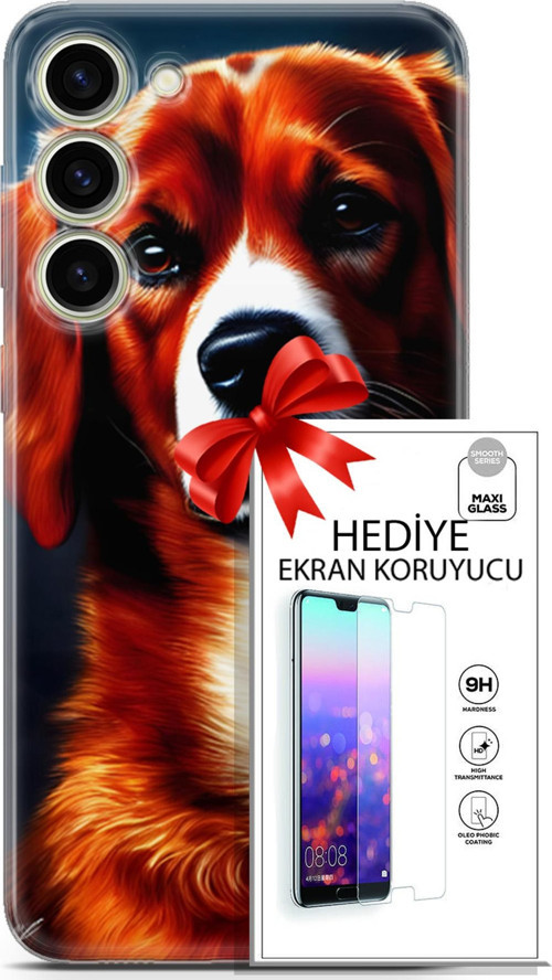 Samsung Galaxy S23 Plus Kılıf Orijinal Seri Dogs 21 Spaniel Darbe Önleyici Kapak + Ön Ekran Koruyucu