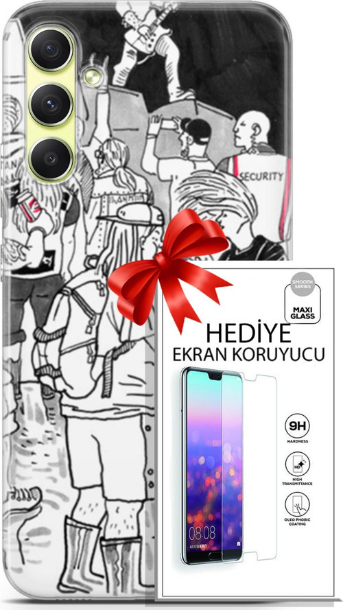 Samsung Galaxy A34 5G Kılıf Orijinal Seri Punky 17 Party Yumuşak Kılıf + Ekran Koruyucu