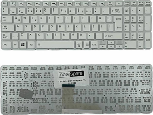 Toshiba Satellite L50-C-16K, L50-C-16L, L50-C-16M, L50-C-16N Uyumlu Notebook Klavye Beyaz TR