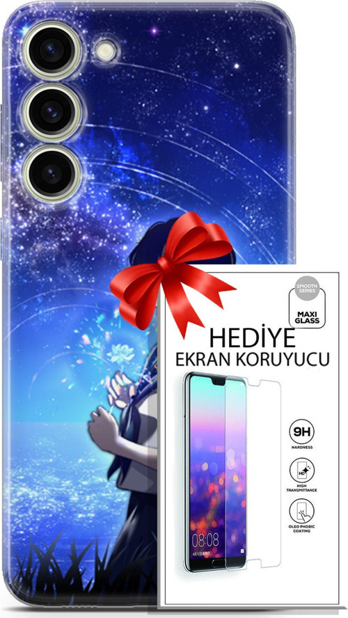 Samsung Galaxy S23 Plus Kılıf Orijinal Seri Fantasy 01 Çiçekli Kız Telefon Kılıfı + Ekran Koruyucu