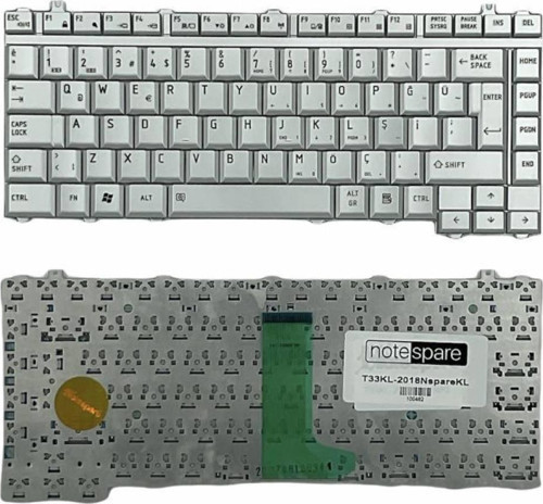 Toshiba Satellite Pro A200-1M9, A200-1MH, A200-1MZ Uyumlu Notebook Klavye Gümüş Gri TR