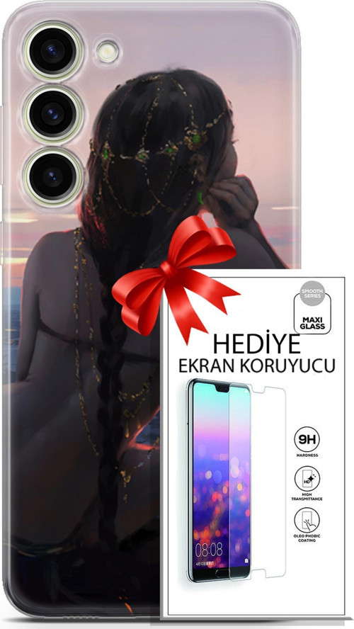 Samsung Galaxy S23 Plus Kılıf Orijinal Seri Fantasy 25 Örgü Saç Soyulmayan Kılıf + Ekran Koruyucu Fu