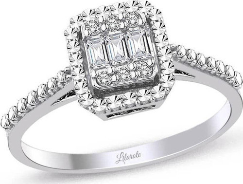 0.18 Ct Kalemli Tasarım Baget Kare Tektaş Yüzük