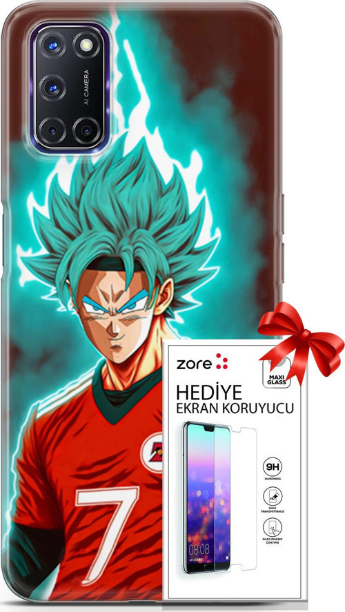 Oppo A72 Kılıf Orijinal Seri Supers 04 Goku Mavi Ejderha Silikon Kılıf + Ekran Koruyucu Full Koruma