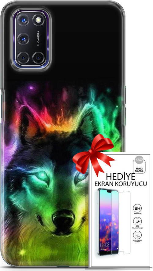 Oppo A72 Kılıf Orijinal Seri Cardano 15 Kurt Neon Kalın Silikon + Ekran Koruyucu