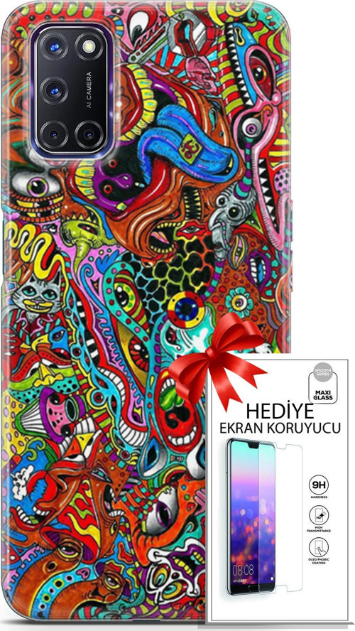 Oppo A72 Kılıf Orijinal Seri Cardano 02 Grafitti Kapak Ve Ekran Koruyucu