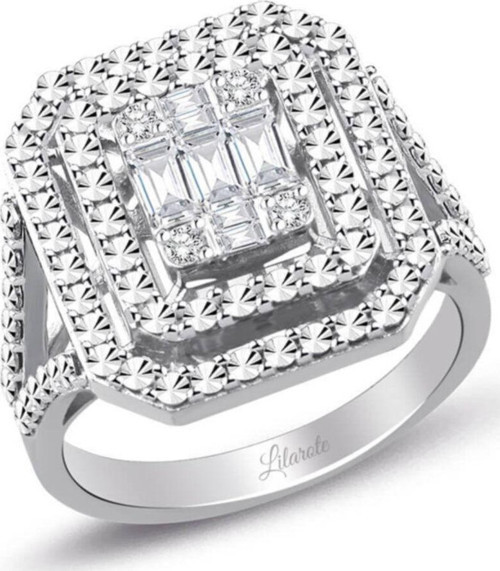0.47 Ct Kalemli Tasarım Baget Kare Tektaş Yüzük